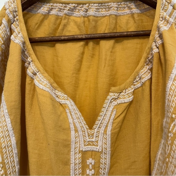Women's Medium Omekashi Mustard Yellow Long Sleeve Top | Embroidered Details | - Picture 5 of 10